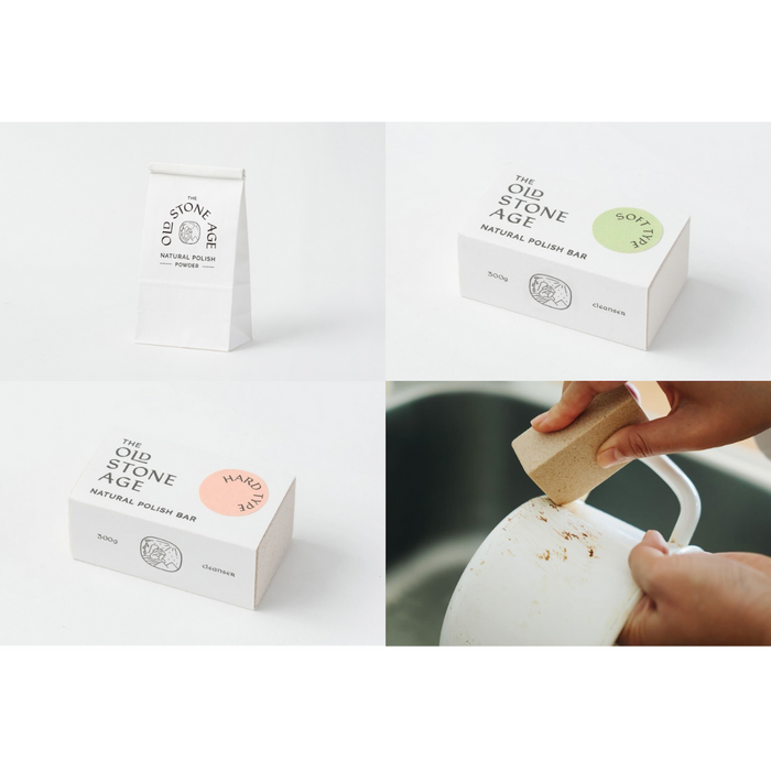 THE OLD STONE AGE - Bar & Powder Set - Eco-friendly Cleanser made from a Natural Volcanic Ash from Kagoshima