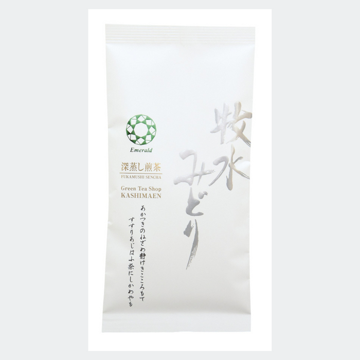 Deep Steamed Green Tea Miyazaki Sencha "Bokusui Midori Emerald" 100g by Kashimaen Honpo Miyazaki Japan