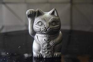 Awaji-Tiled 'Maneki Neko' Beckoning Cat (Right Hand Raised for Good Fortune), Made in Japan