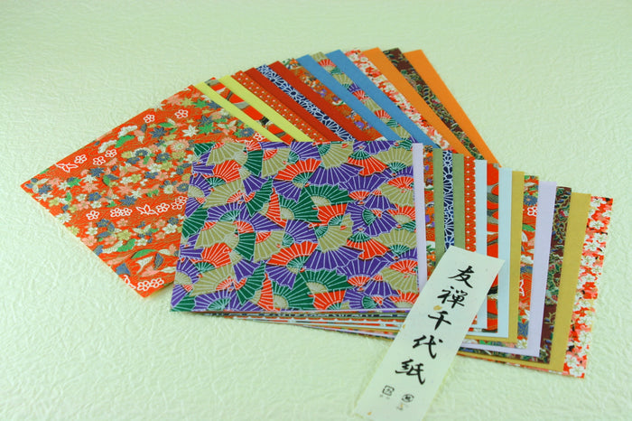 Yuzen Chiyogami Paper 15 x 15 cm -Yuzen and Folk Art Washi 32 papers set