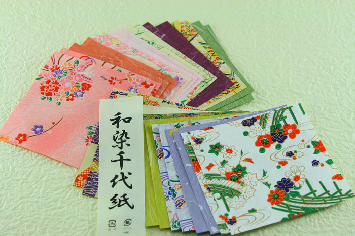 Wazome Chiyogami 10×10cm - Yuzen and Unryu-patterned Washi 30 papers set
