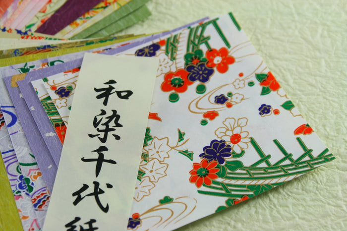 Wazome Chiyogami 10×10cm - Yuzen and Unryu-patterned Washi 30 papers set