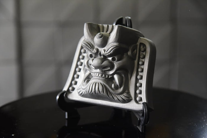 Astonishing Absorption! Kawara Tile Coaster 'Oni Men-Mask', Made in Japan