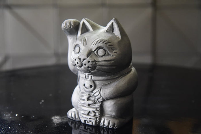 Awaji-Tiled 'Maneki Neko' Beckoning Cat (Right Hand Raised for Good Fortune), Made in Japan