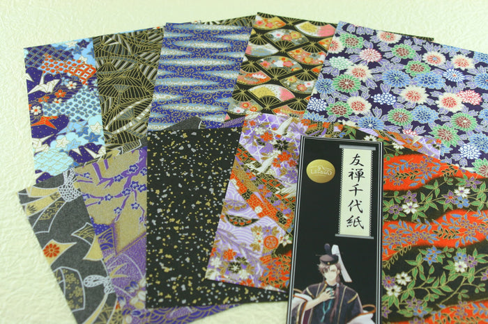 Yuzen Chiyogami Paper (Murasaki Shikibu, Fujiwara no Michinaga, Abe no Seimei, Sei Shonagon, Akiko)