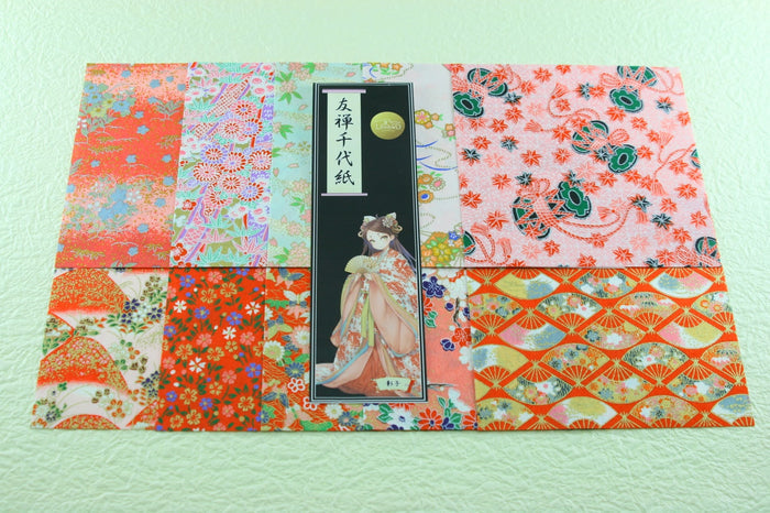 Yuzen Chiyogami Paper (Murasaki Shikibu, Fujiwara no Michinaga, Abe no Seimei, Sei Shonagon, Akiko)