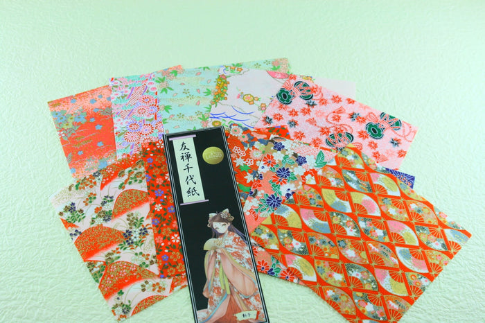 Yuzen Chiyogami Paper (Murasaki Shikibu, Fujiwara no Michinaga, Abe no Seimei, Sei Shonagon, Akiko)